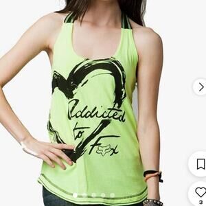 Fox Racing lime green halter top with tie neck, women's size XL